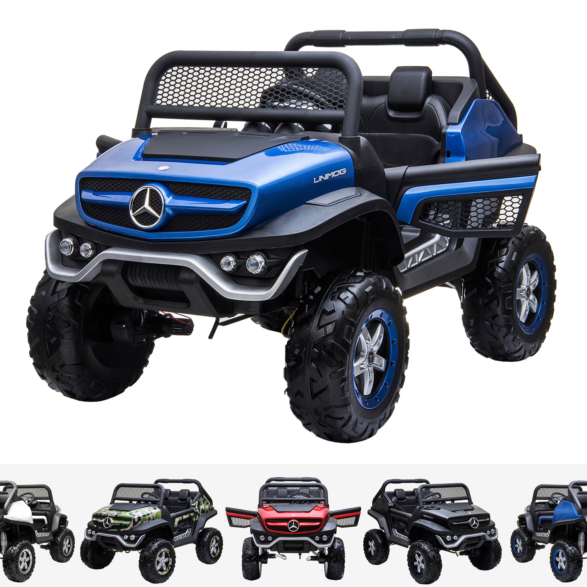 kids mercedes unimog licensed electric ride on car blue Paint Blue benz utv atv buggy 12v 4wd