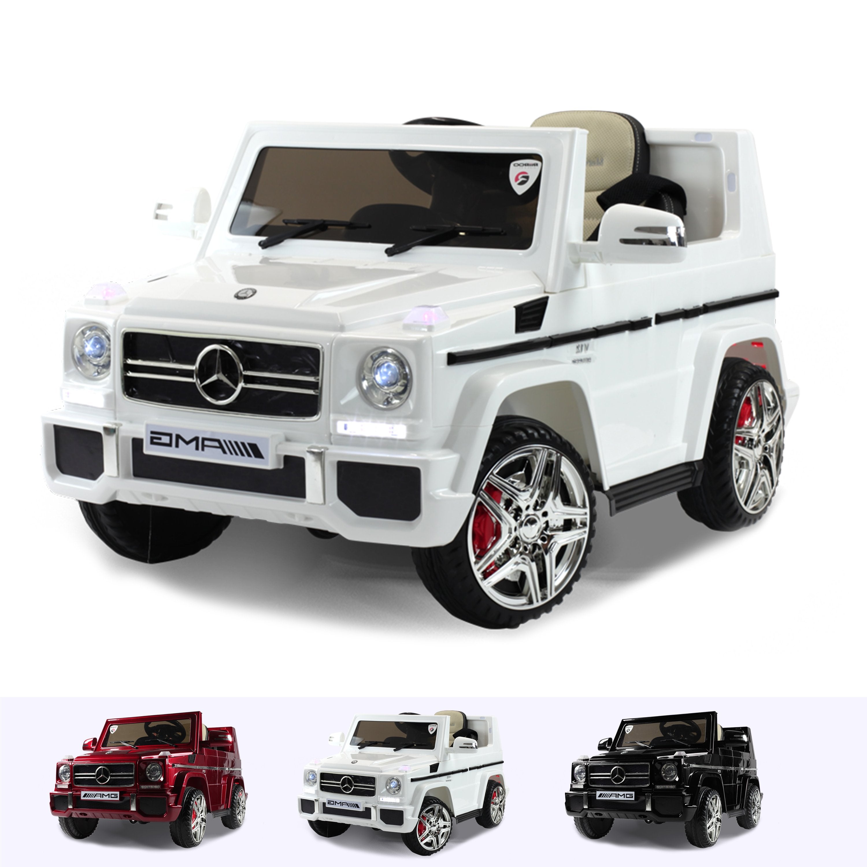 RiiRoo Mercedes G65 Kids Ride On Car - 12V 2WD White